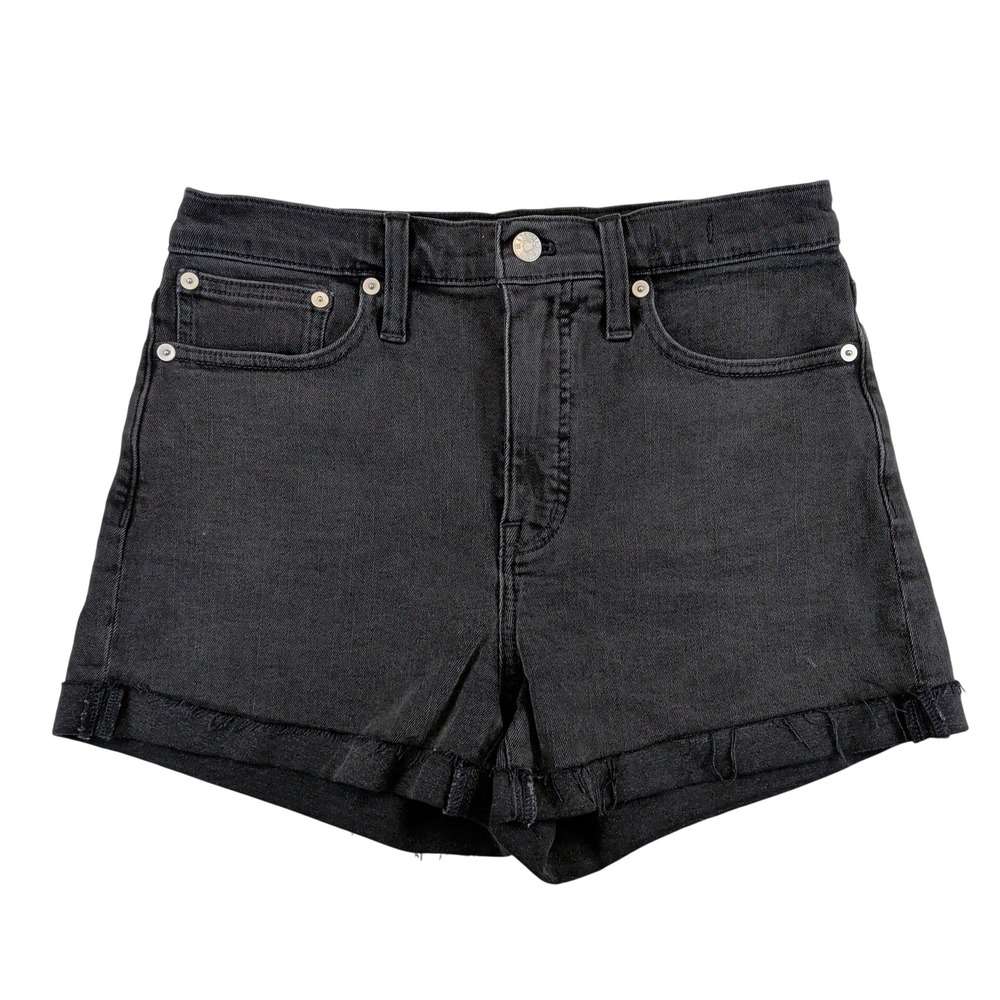 Madewell‎ High-Rise Denim Shorts Black Size 26 K6156 Rolled Hem Comfort Stretch